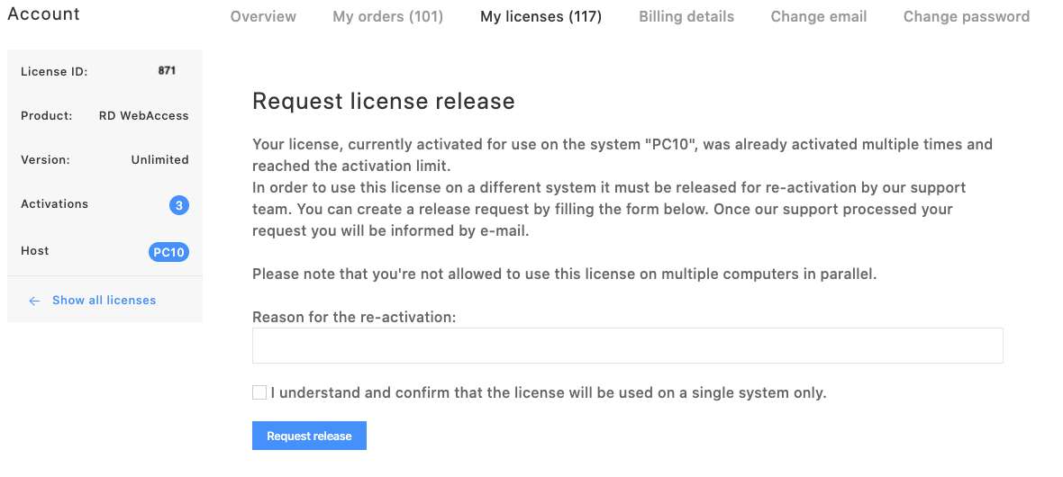 Release license