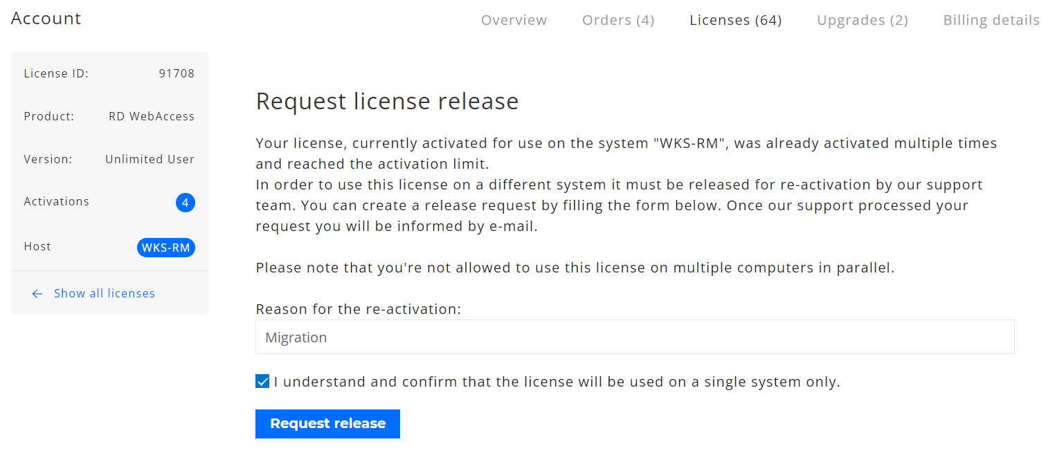 Release license