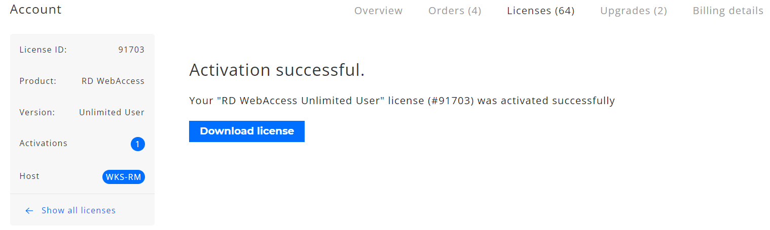 Activation successful