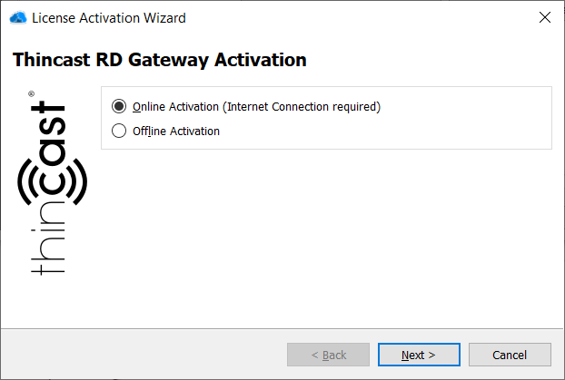 License wizard start up