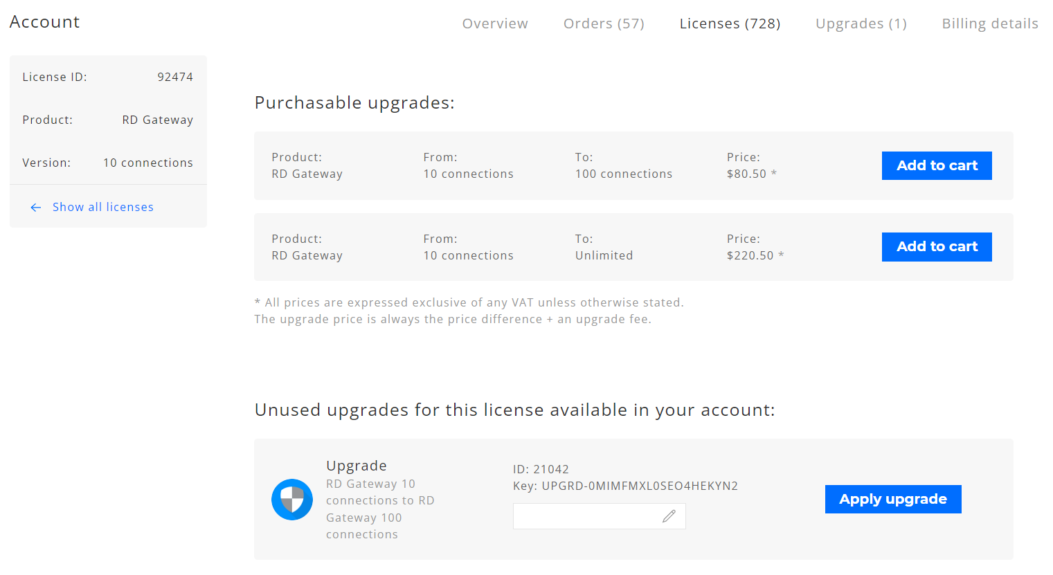 Upgrade License