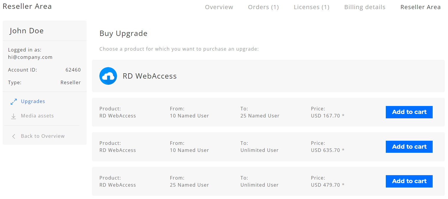 Upgrade License for others