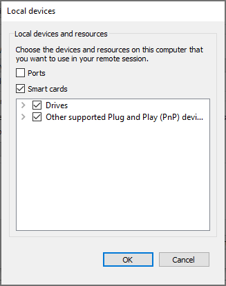 Local devices and resources settings